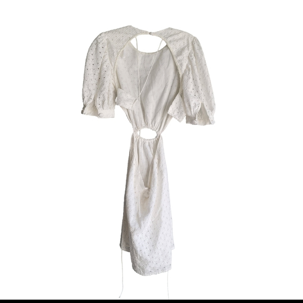 Sabo Skirt White Eyelet Puff-Sleeve Mini Dress - Picture 10 of 15